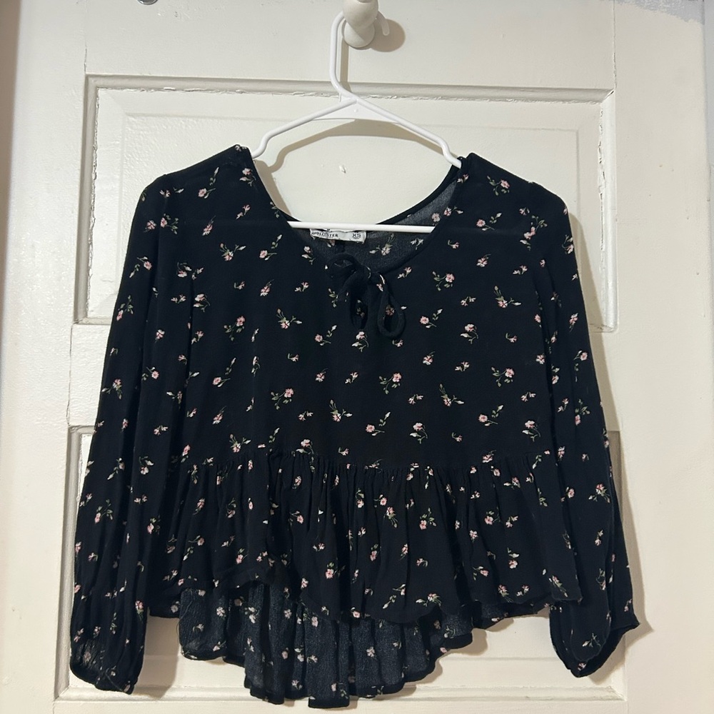 Hollister Black Floral Blouse